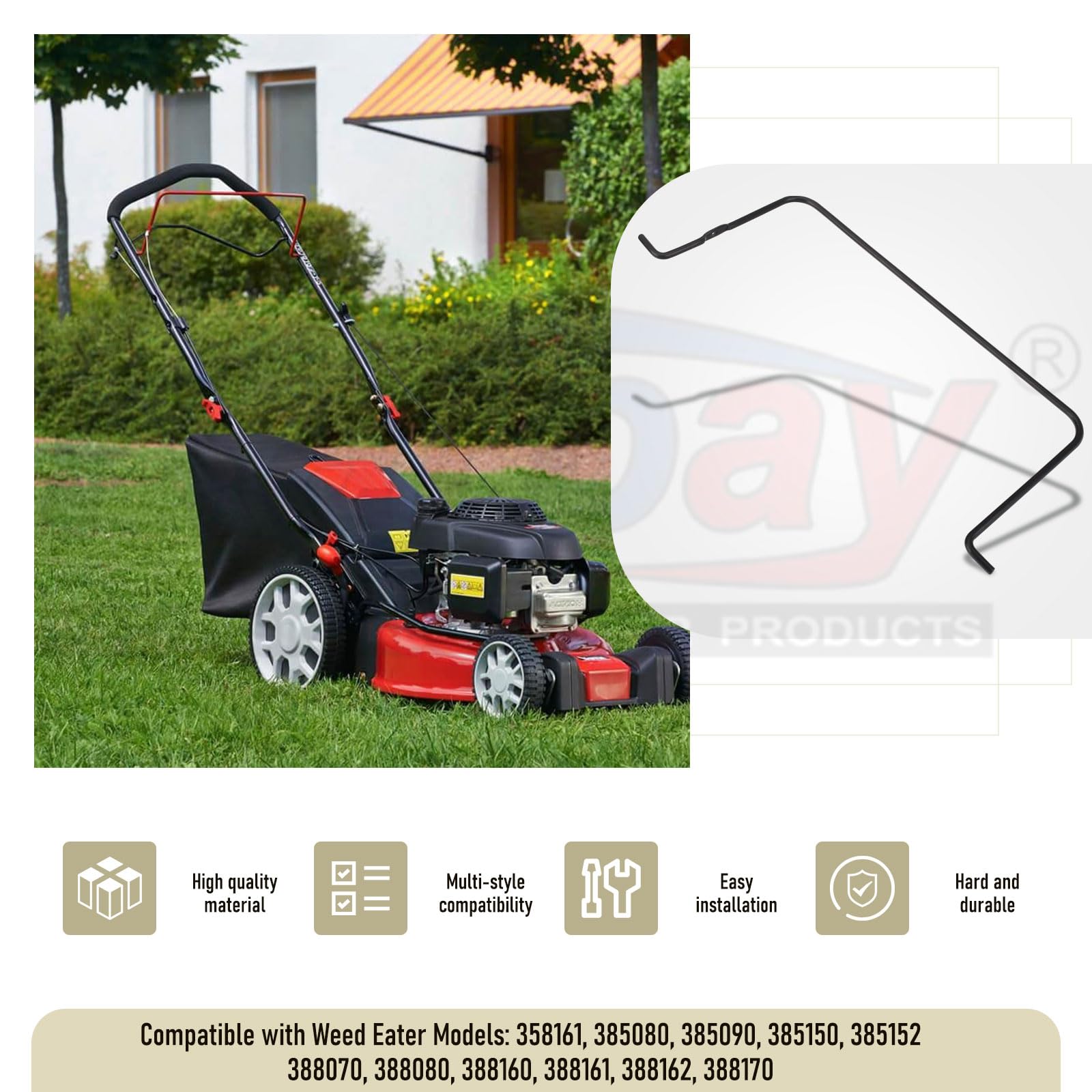 Karbay lawn mower bail bar length measures 15.95 inches for a precise fit.