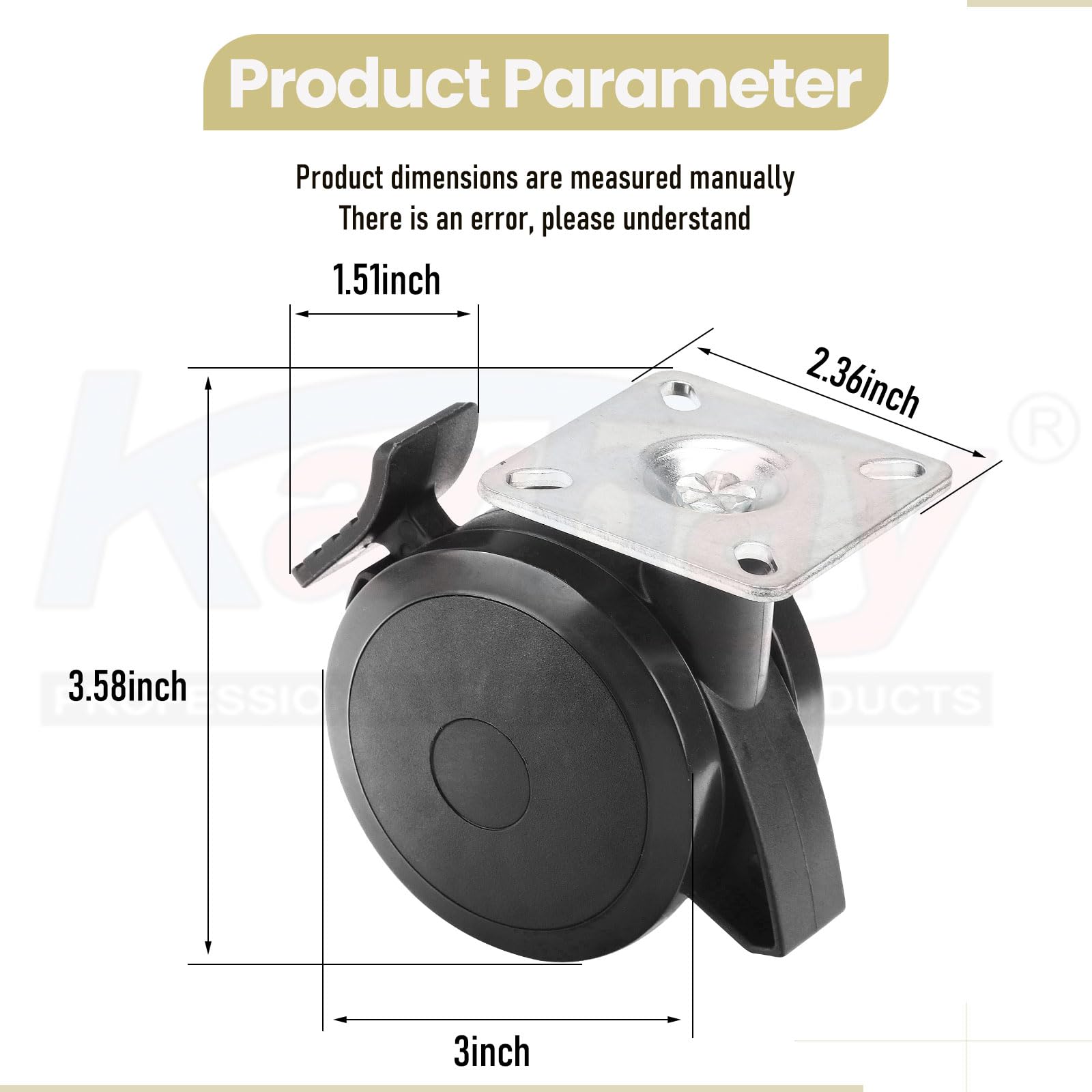 Karbay locking caster 4-pack side view highlights compact frame and mobility