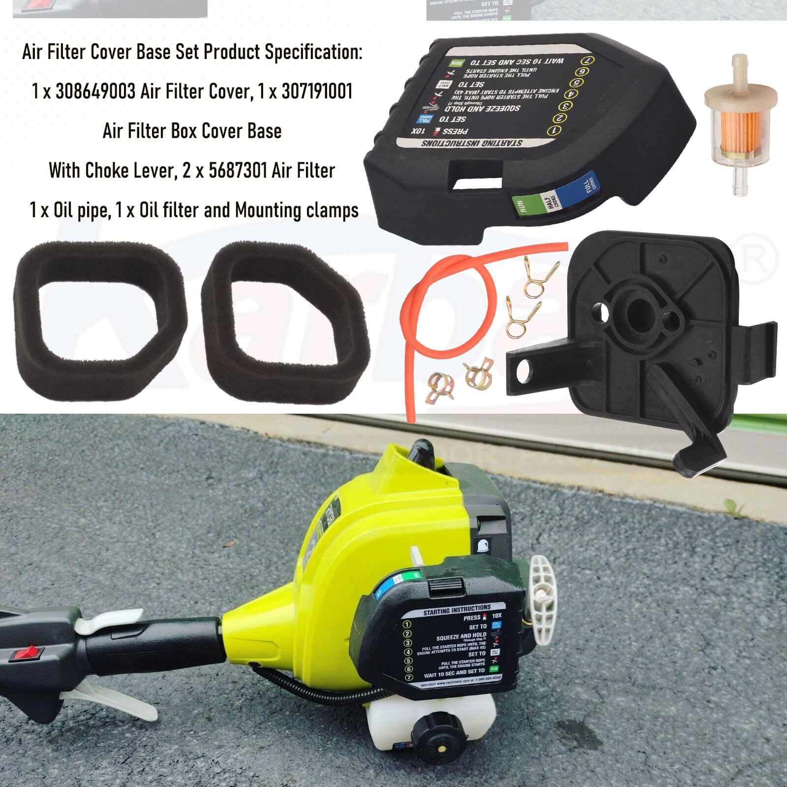 Karbay compatible Ryobi models—fits RY251PH to RY254BC for easy swaps.