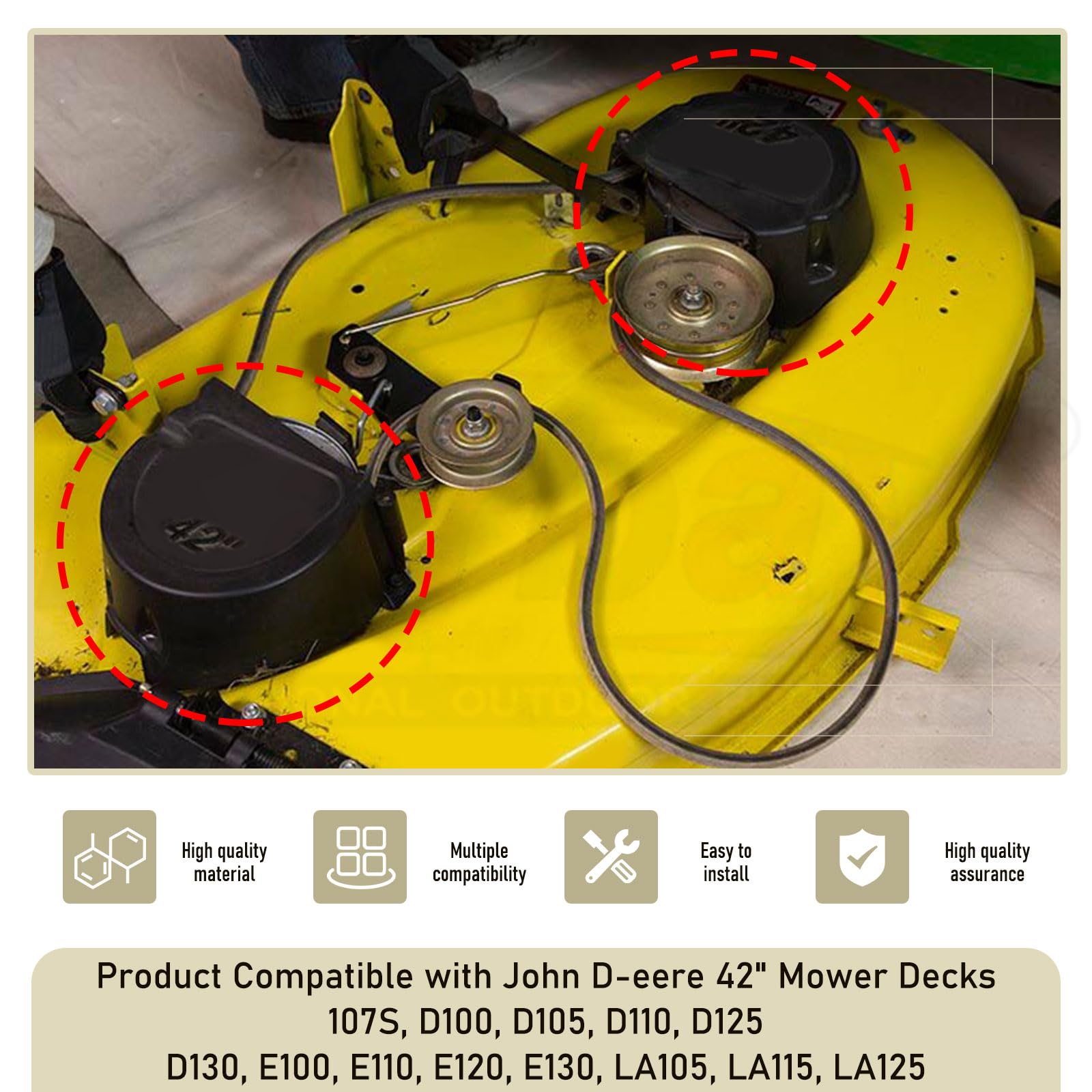 Karbay shield kit installed on mower deck, ready for use.