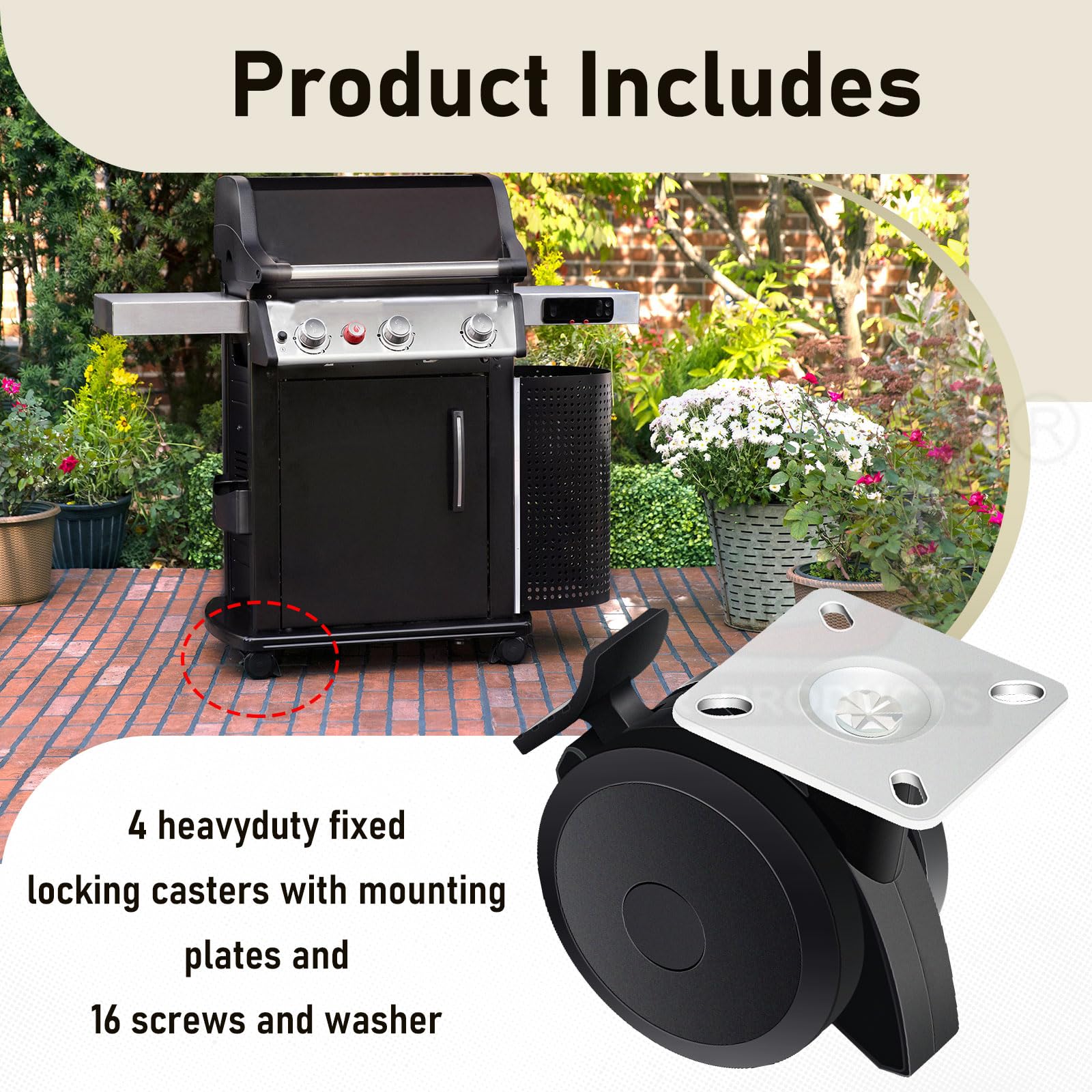Karbay locking caster parts for Weber Spirit compatibility and easy maintenance