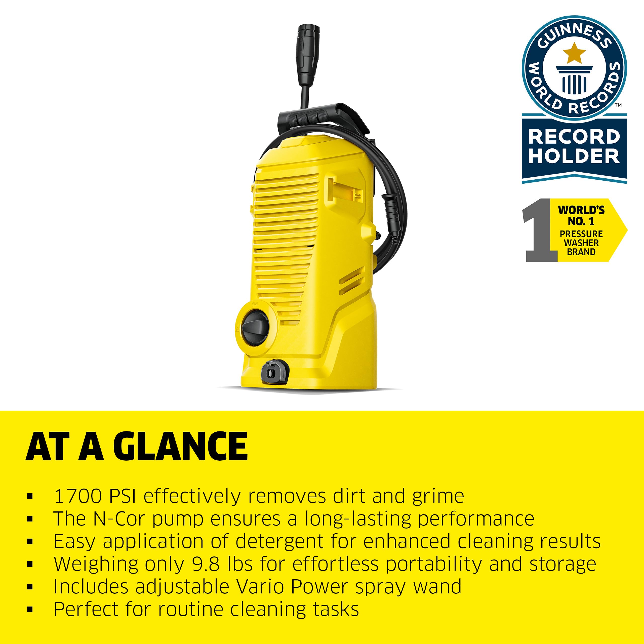 Karcher K 1 built-in storage keeps accessories organized