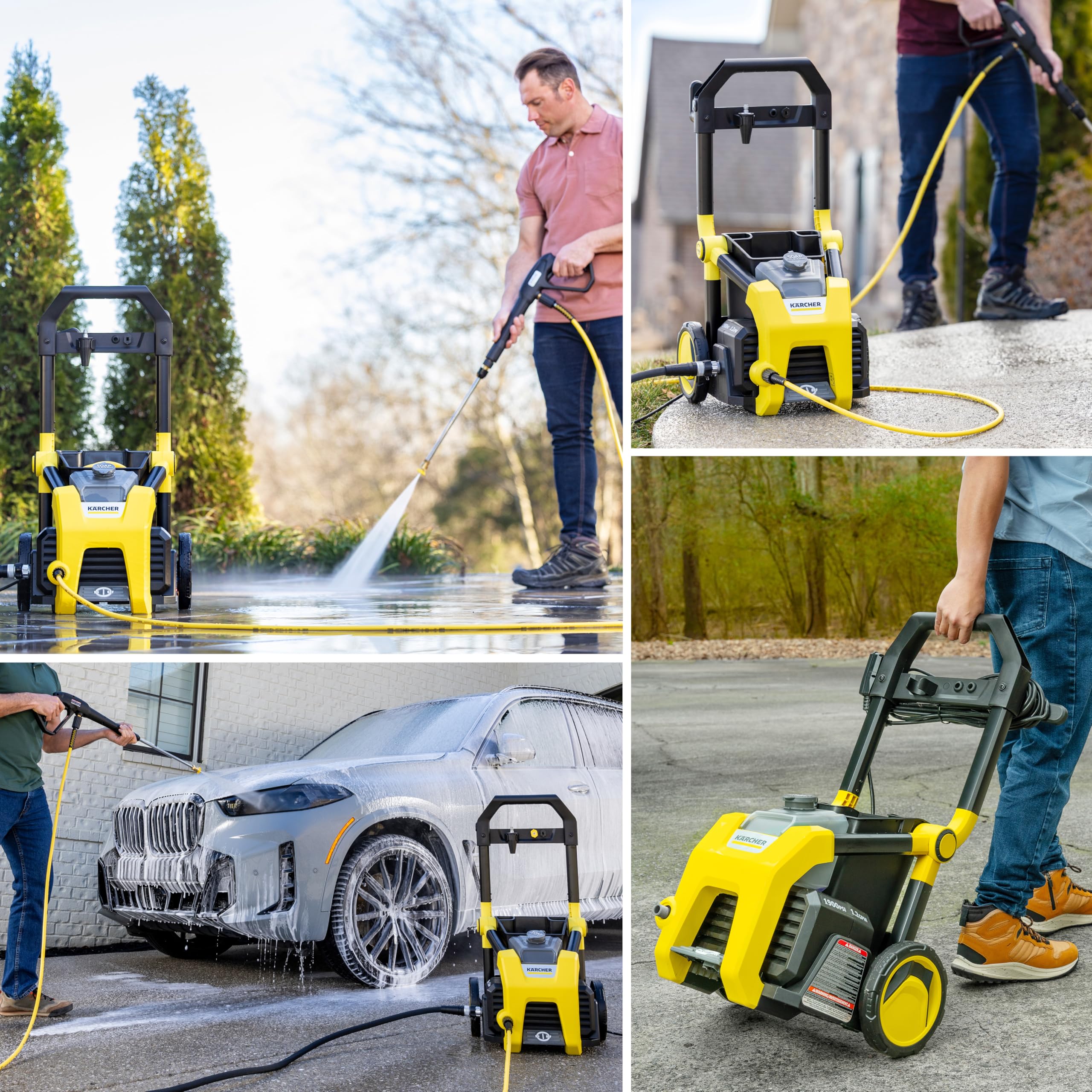 Kärcher K1900PS never-flat wheels for portable cleaning around the property