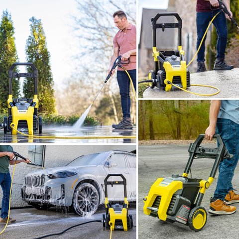 Kärcher K1900PS never-flat wheels for portable cleaning around the property