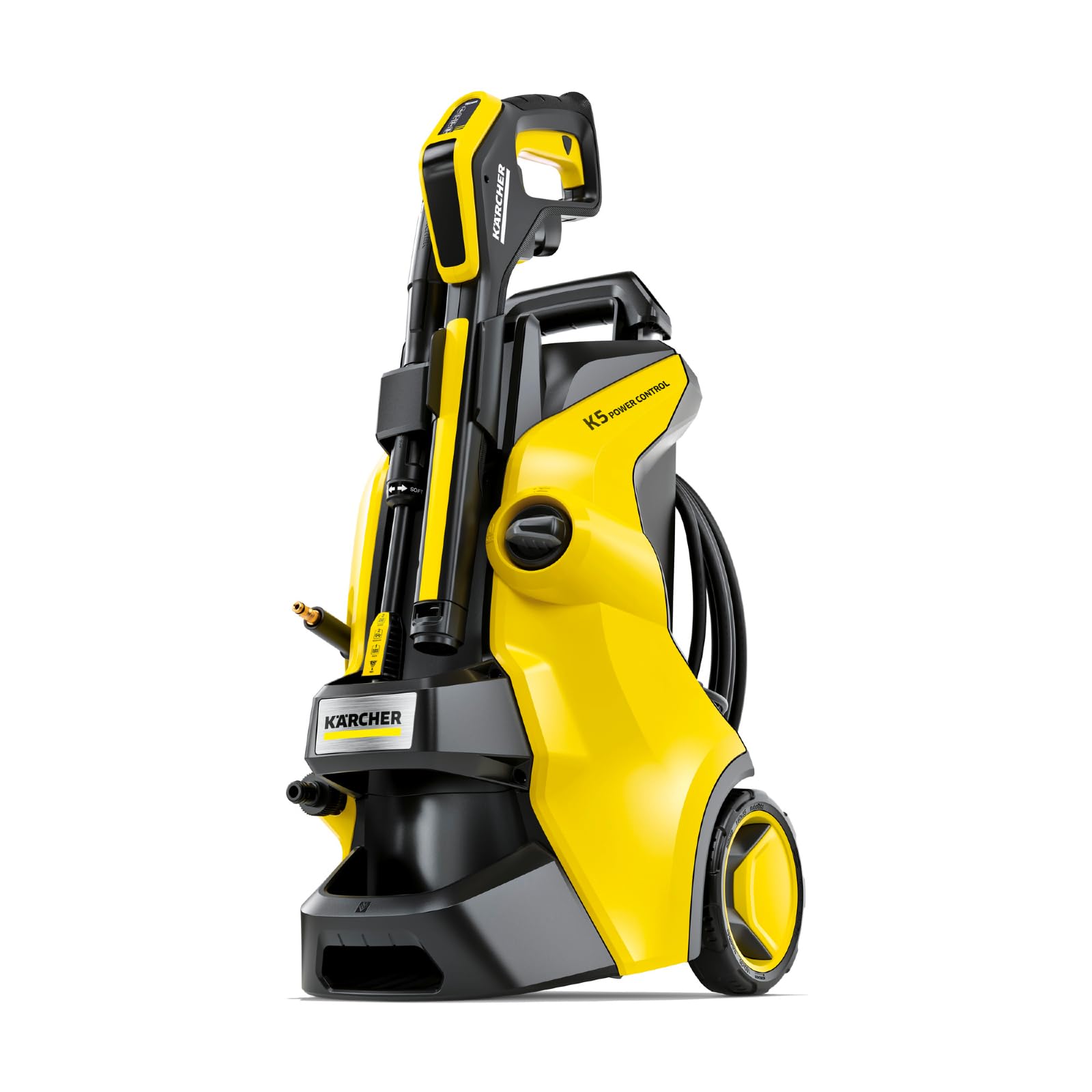 Karcher K5 Power Control front view highlights rugged design and versatility.