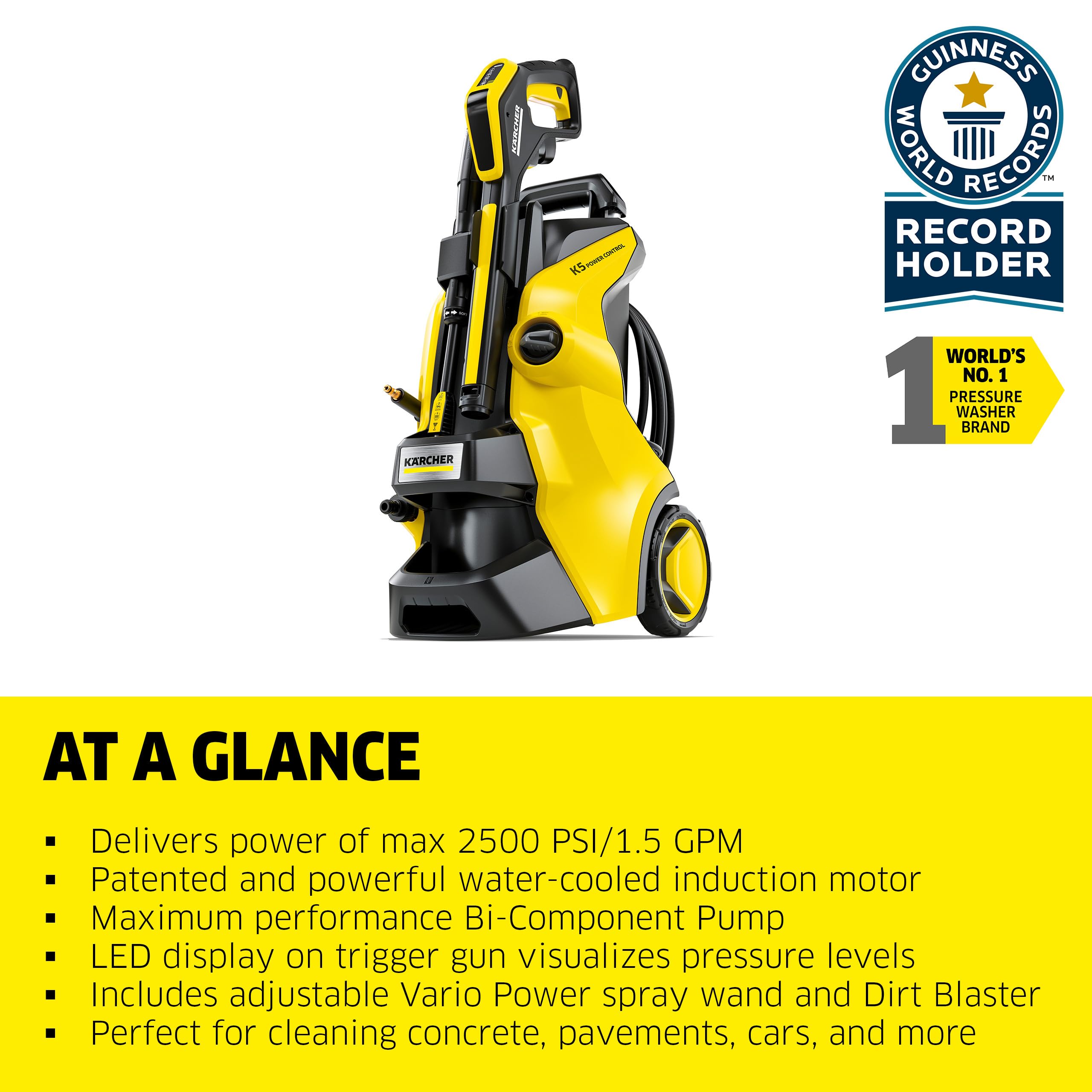 Extendable telescopic handle allows easy maneuvering and compact storage.