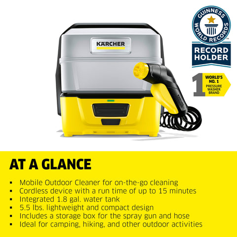 Cone spray nozzle on Kärcher OC 3 Plus for gentle cleanup of paws.