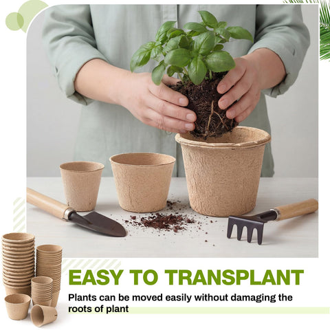 Karenhi peat pots textured surface prevents sticking during transplanting.