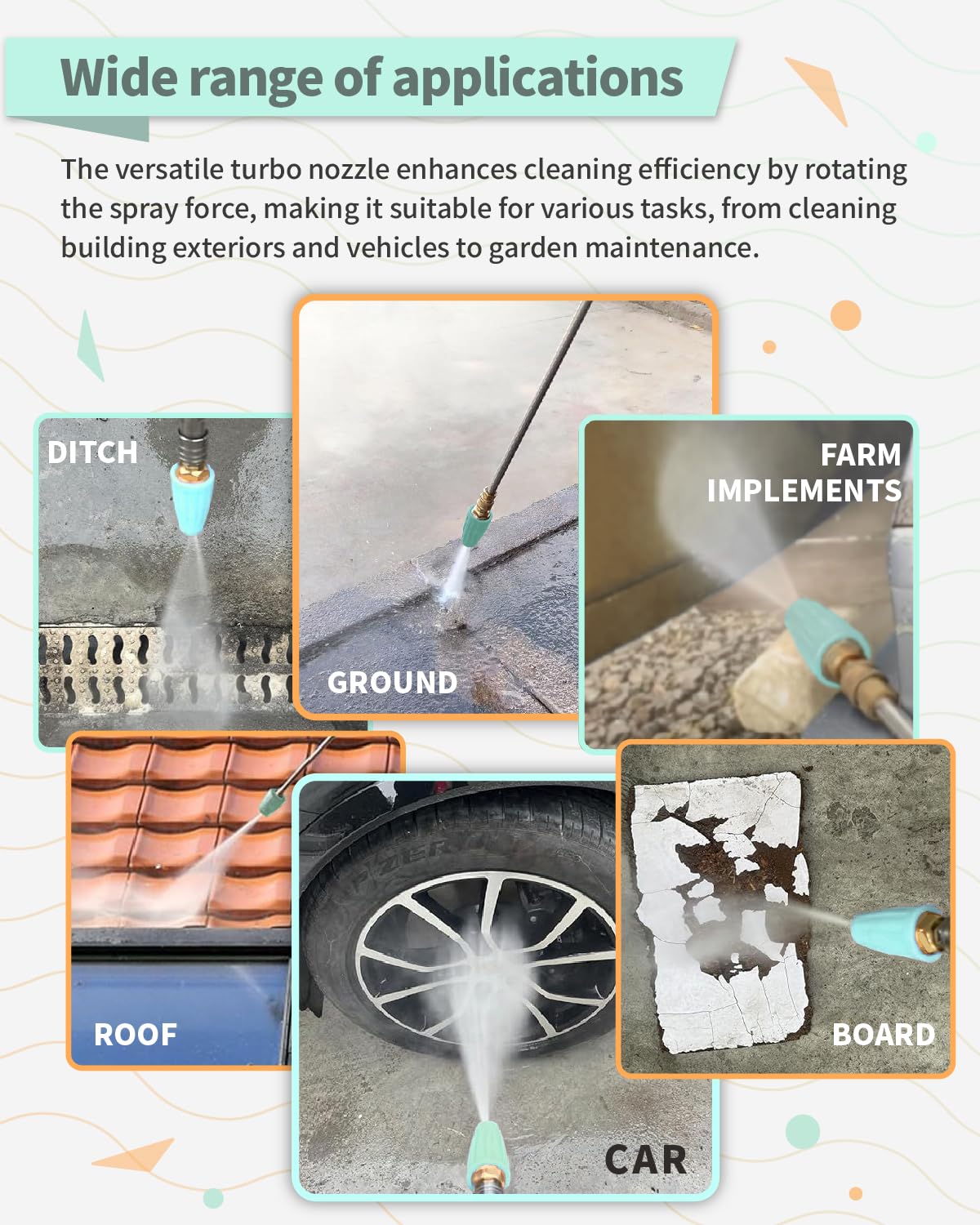 Kareyou Turbo Nozzle removes mud and clay from construction equipment