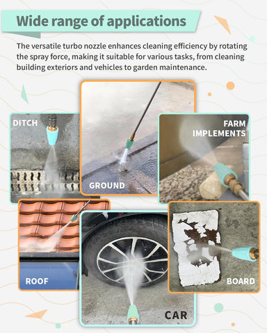 Kareyou Turbo Nozzle removes mud and clay from construction equipment