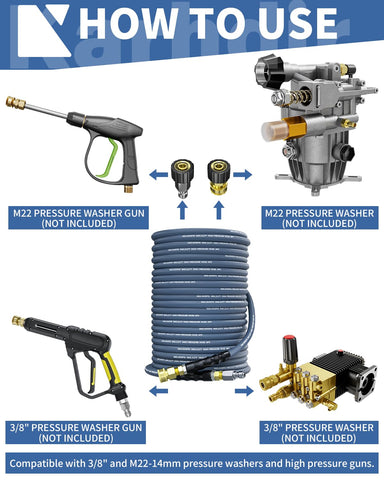 KARHDIR hose handles hot and cold water up to 212°F