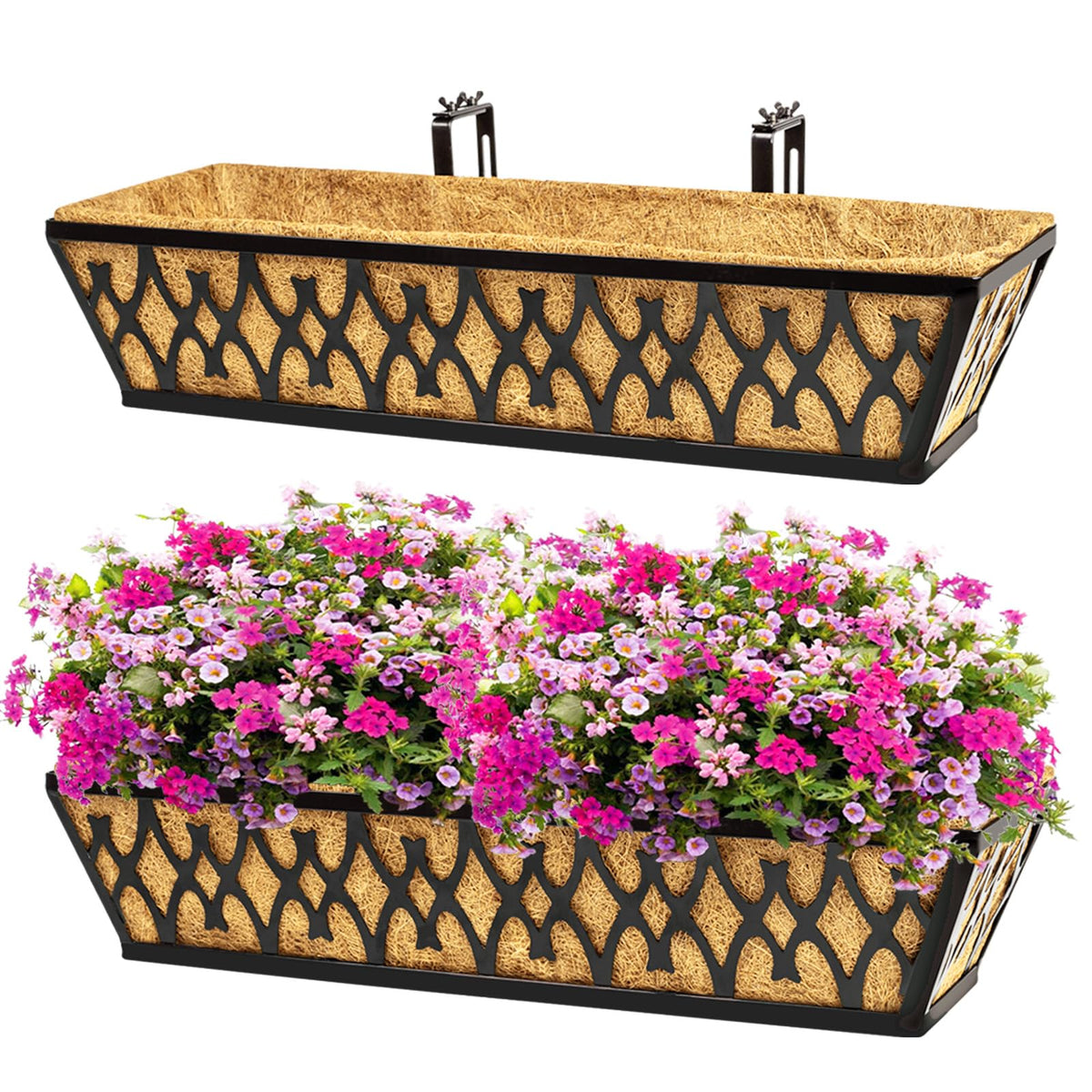 Karlliu 24-inch window boxes hanging baskets in two-pack for stylish outdoor display