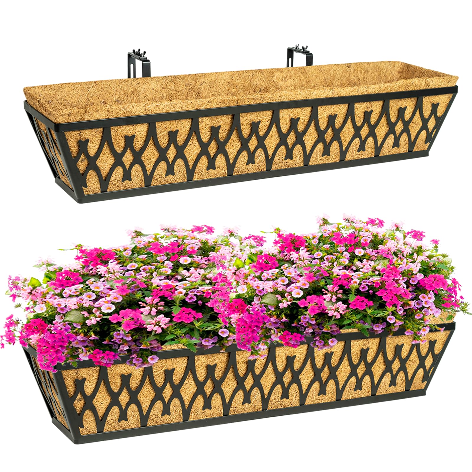 Karlliu 2-pack 30-inch window boxes with durable frame for year-round outdoor display.