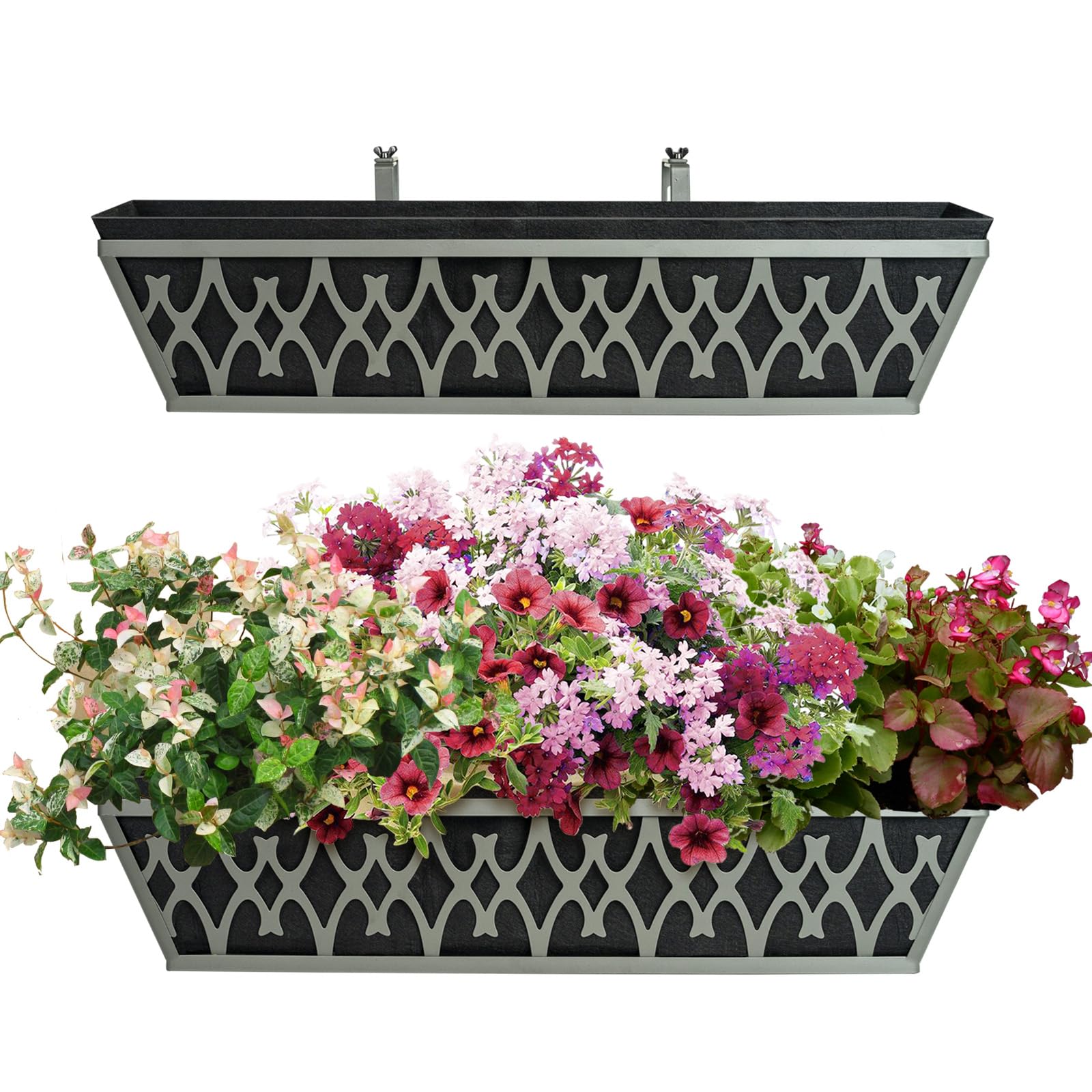 Karlliu adjustable brackets securely fasten planters to various railings.
