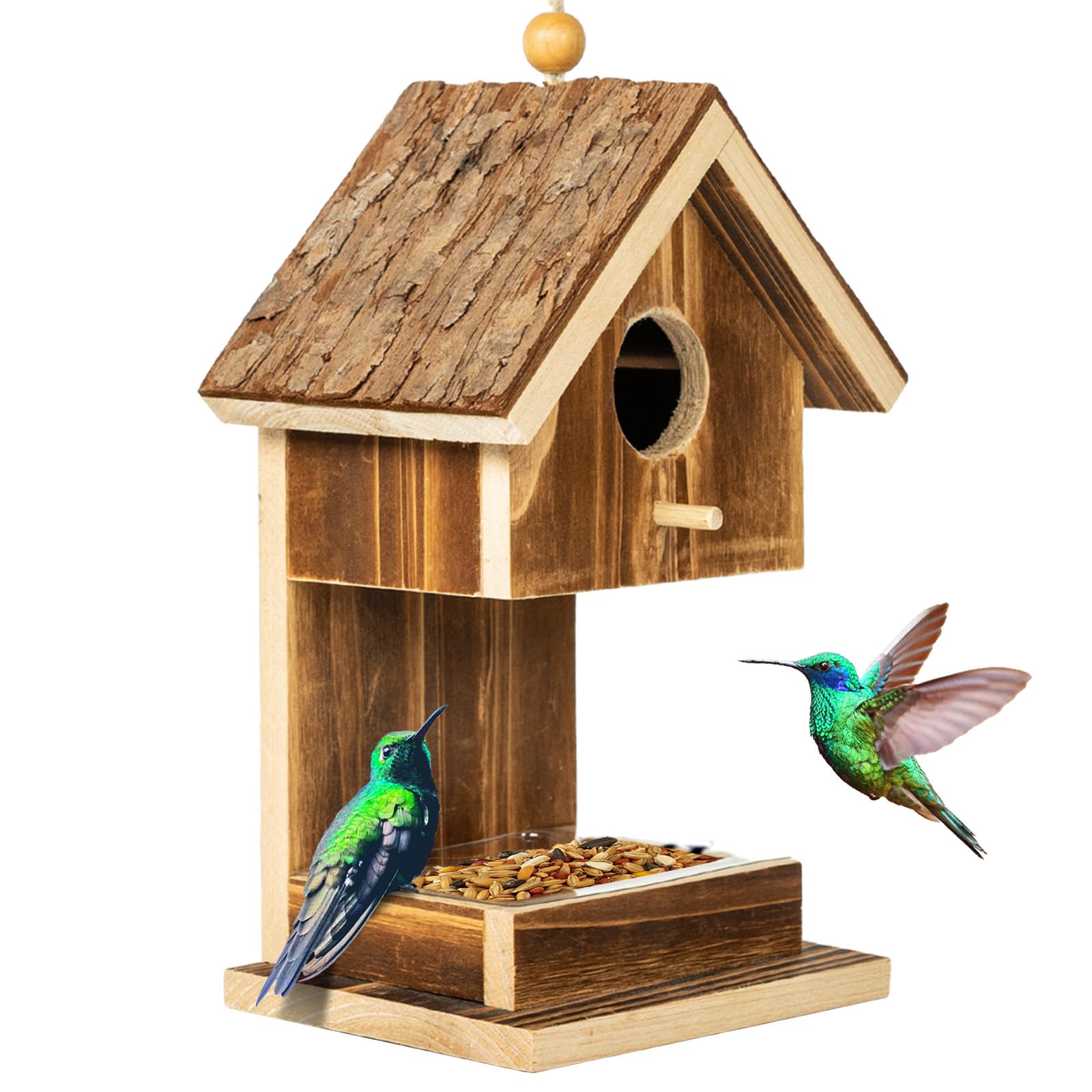 Karlliu bird house hanging outdoor shows a safe roosting space for birds.