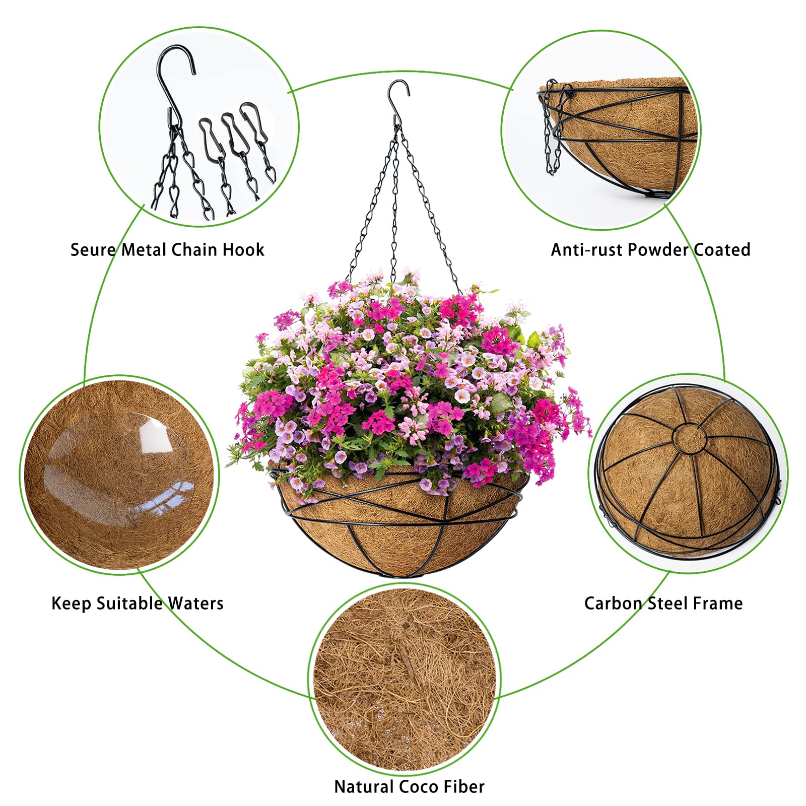 Karlliu rust-resistant metal wire planter provides durable outdoor support