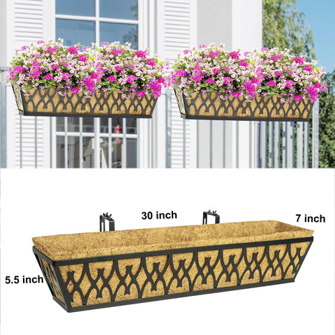 Karlliu outdoor decor setup showing planters on a fence or balcony.