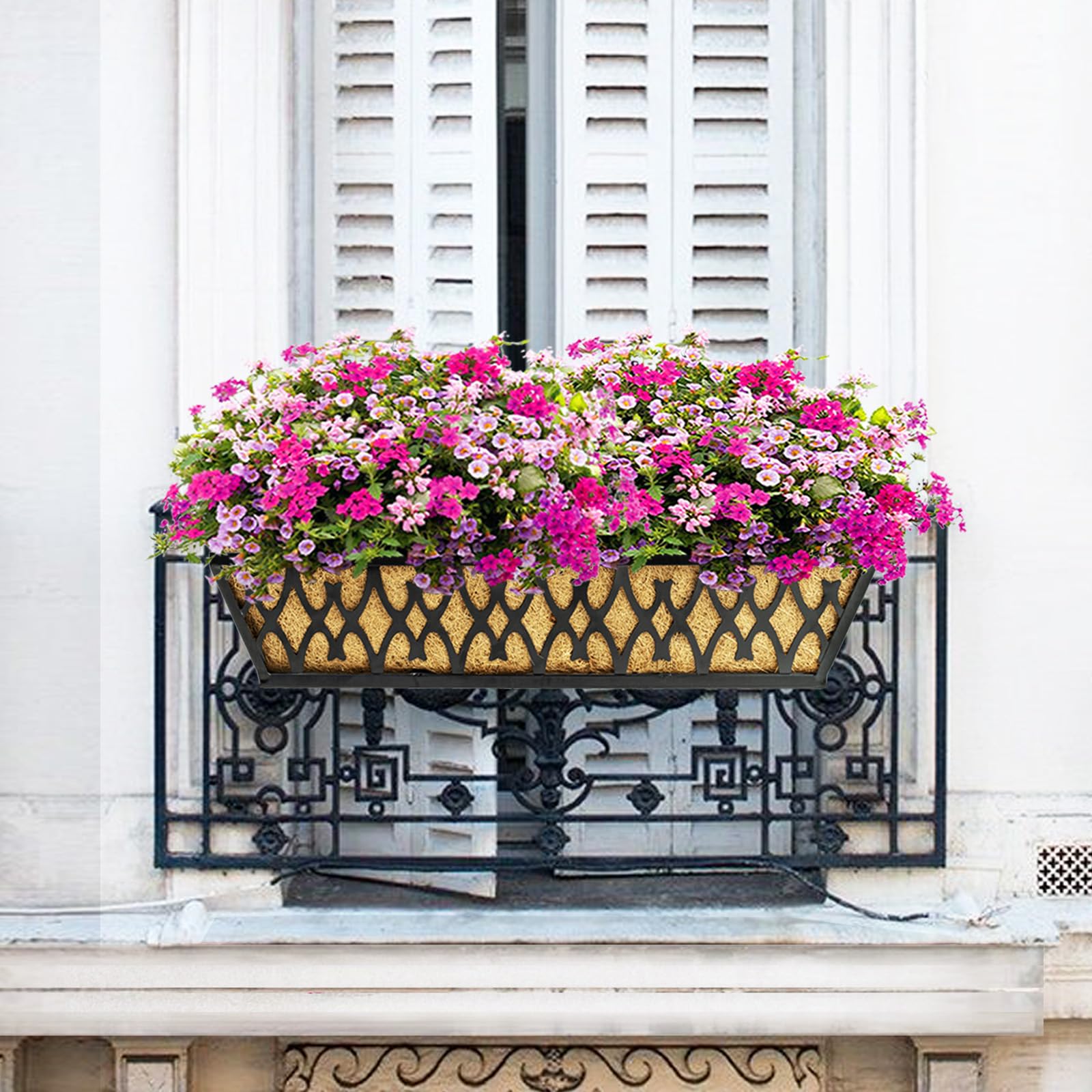 Karlliu rectangular hanging planter design blends classic style with sturdy support.