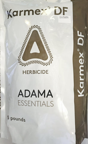 Karmex DF Diuron 80% bag beside spray-ready gardening application.