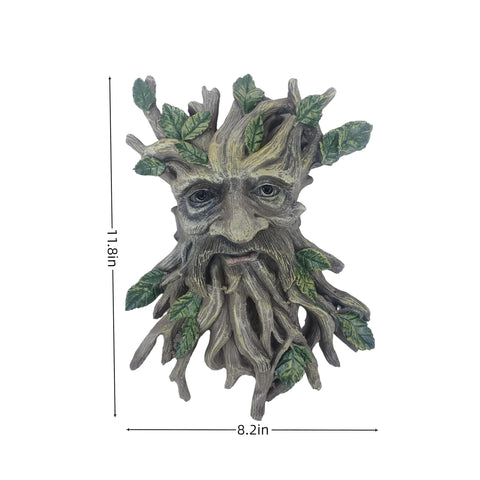 KARSTSYLVA tree face with leaf accents adds natural texture to gardens.