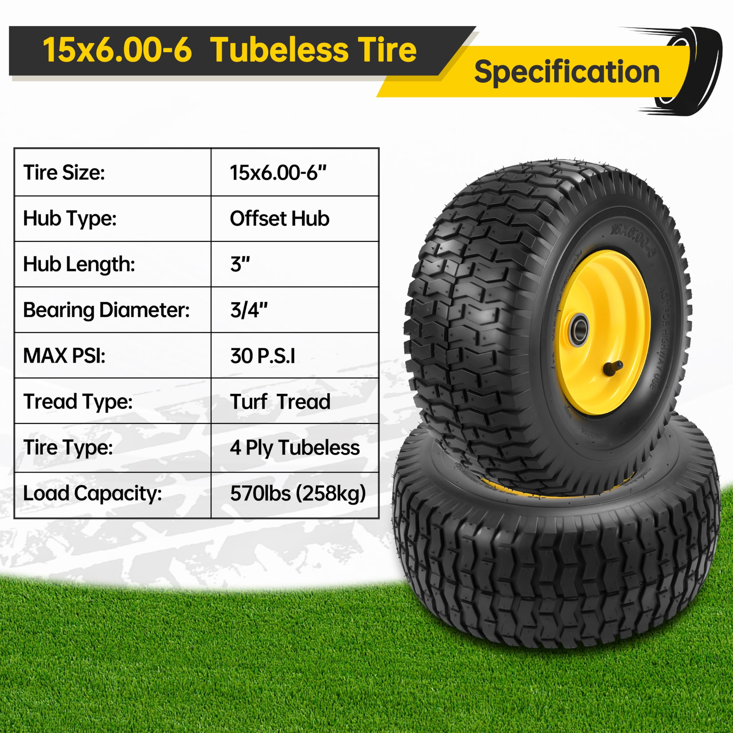 Kartio turf-pattern tread improves traction on lawns.