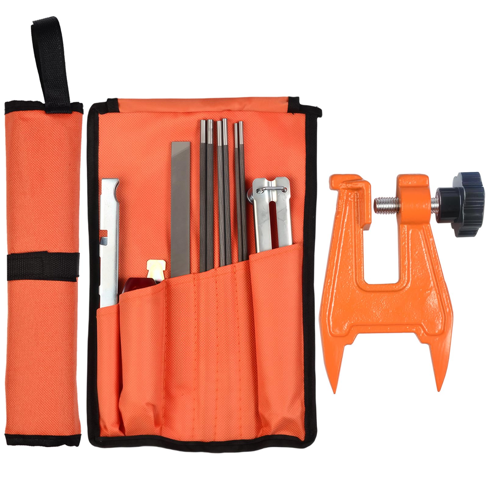Karvayna universal field chainsaw file kit contents for complete on-site sharpening tools.