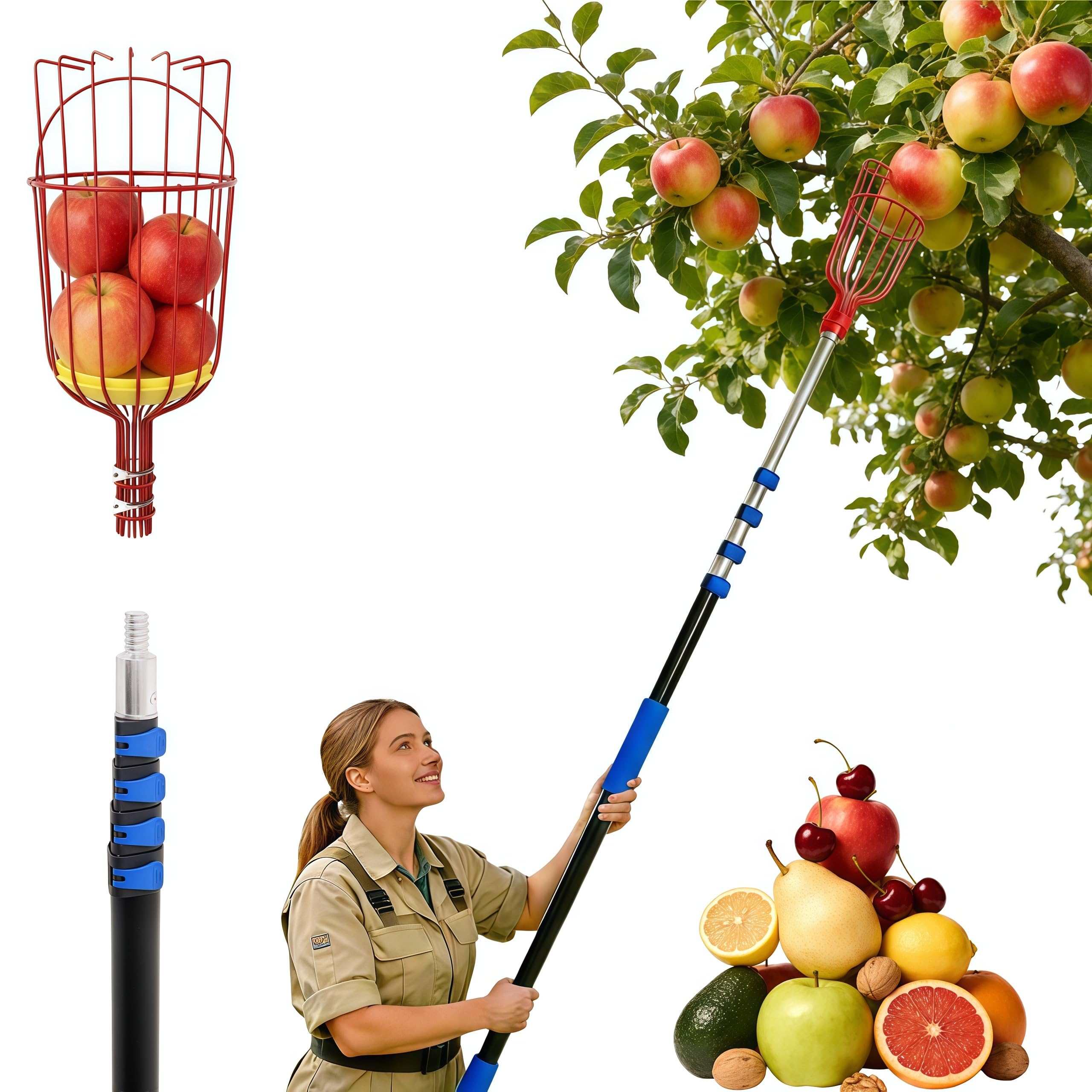 Karveden 26ft reach fruit picker pole extended to reach high fruit