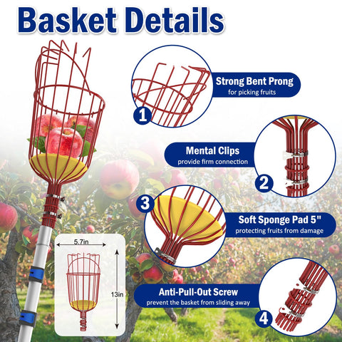 Karveden lightweight aluminum fruit picker pole for easy harvesting