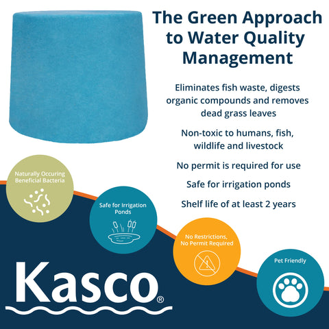 Time-release Kasco Macro-Zyme delivers beneficial bacteria over time
