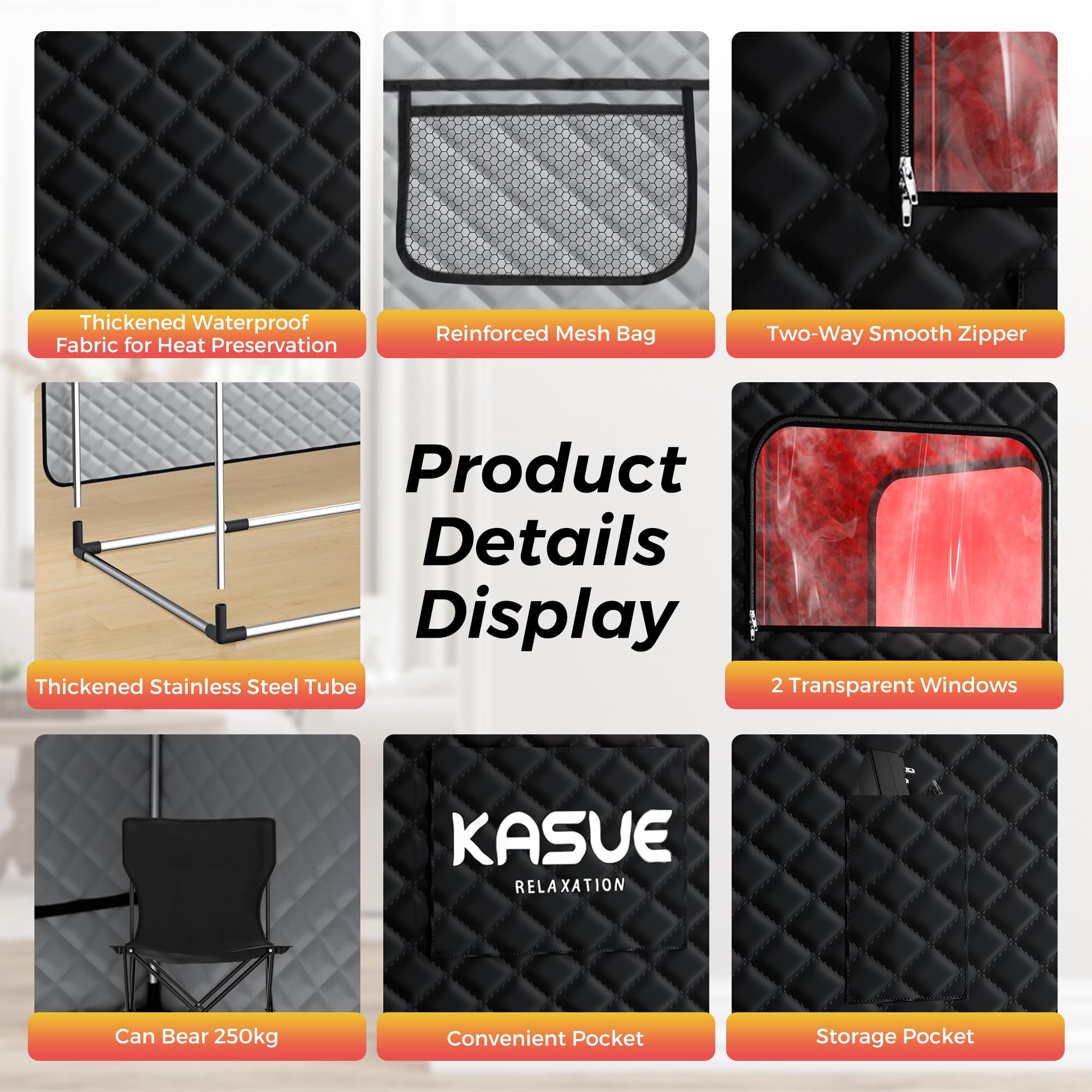 5-ply waterproof exterior of KASUE sauna for heat retention and easy cleaning