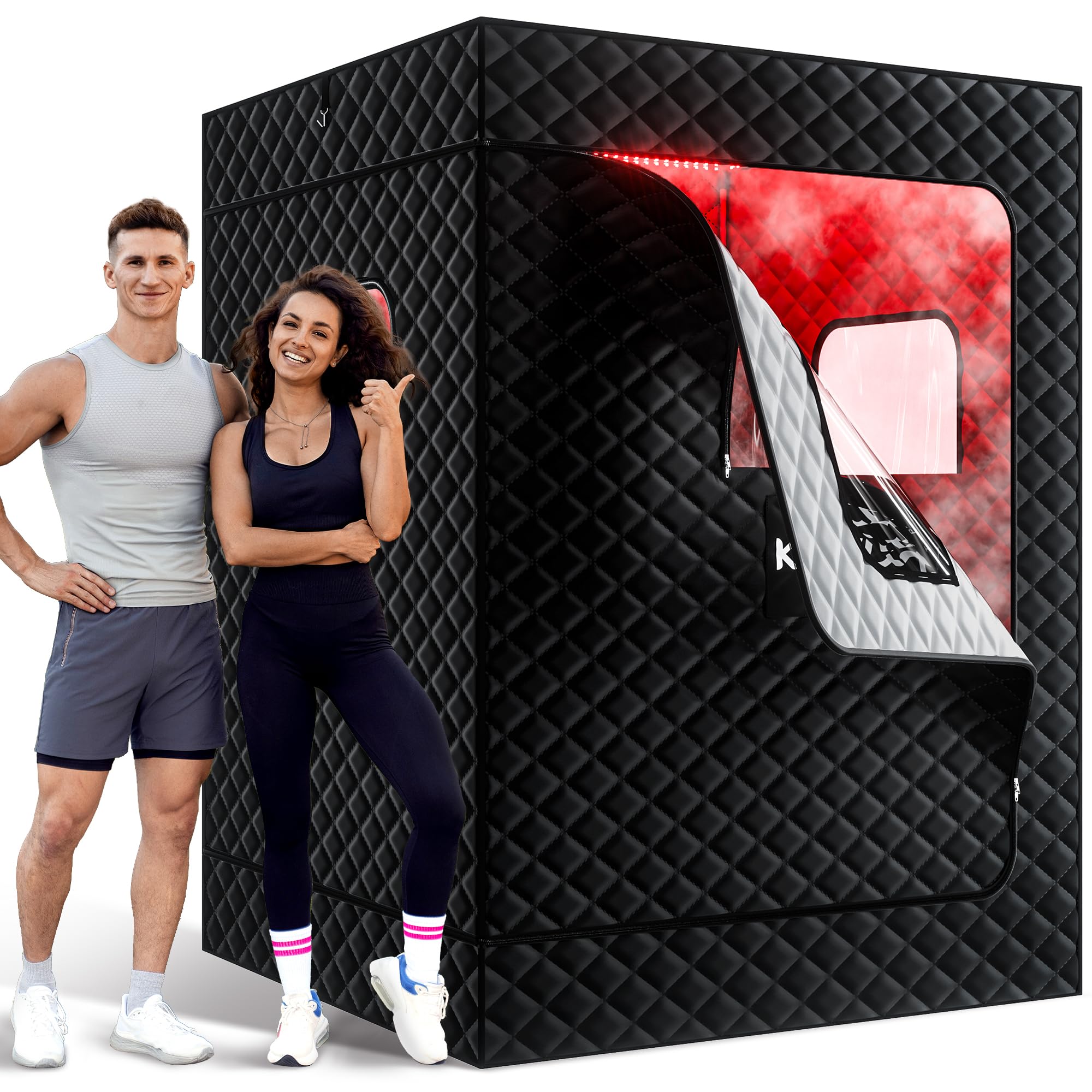 KASUE 2-person sauna interior shows roomy space and seating for two
