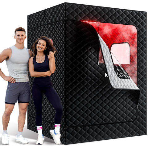 KASUE 2-person sauna interior shows roomy space and seating for two