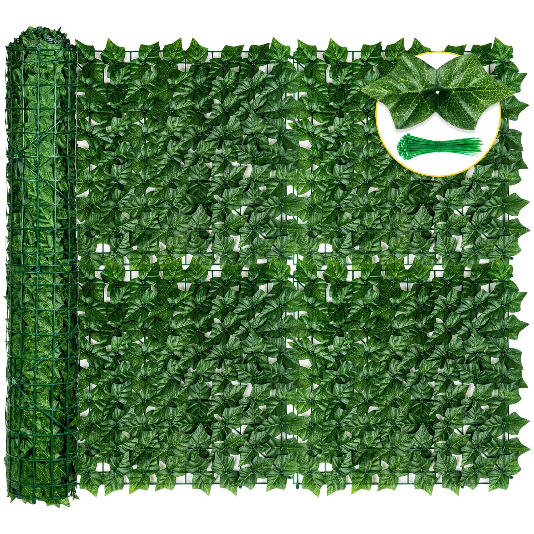 KASZOO artificial ivy fence panel 120x40 full view providing privacy and decorative greenery.