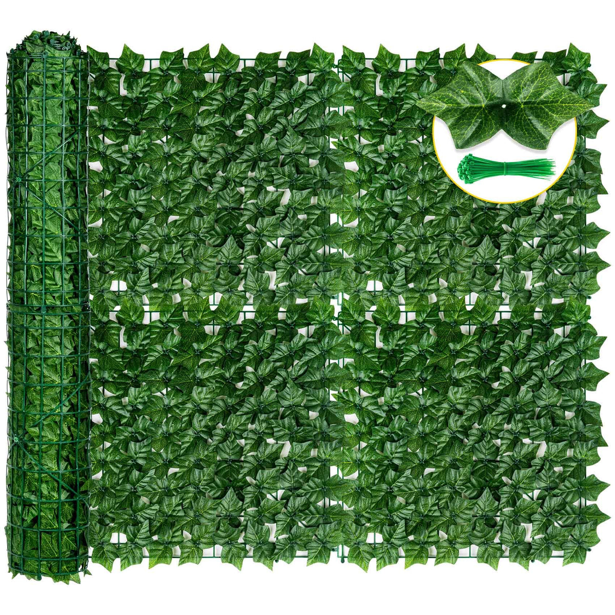 KASZOO artificial ivy fence panel 120x40 full view providing privacy and decorative greenery.