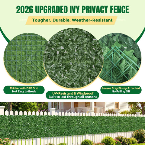 KASZOO ivy fence panel close-up highlights textured leaves for a natural look.