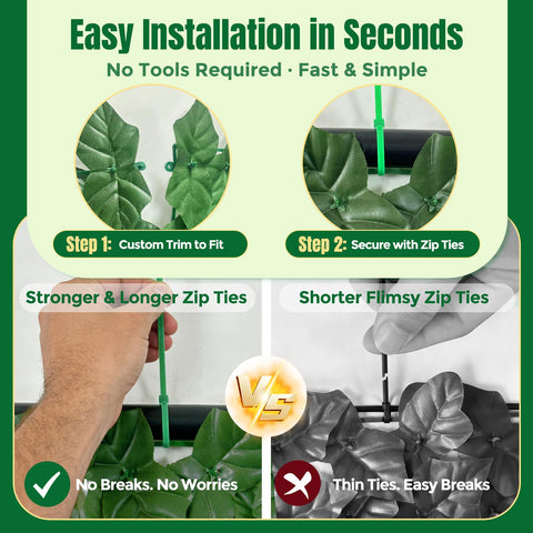 KASZOO ivy fence kit includes sturdy zip ties for quick installation.