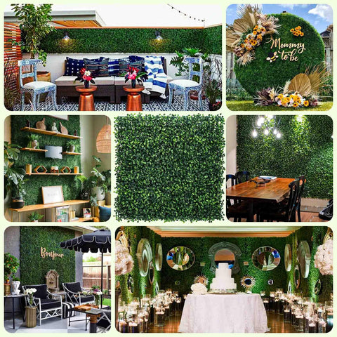KASZOO boxwood backdrop for weddings and events with a natural look.