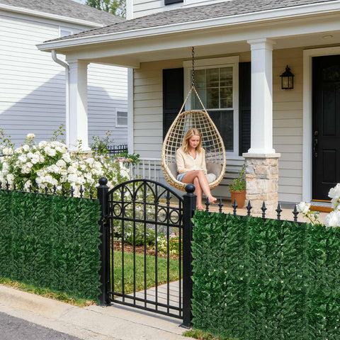KASZOO outdoor ivy screen blends with real grass and plants.