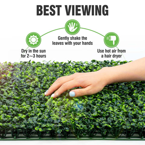 KASZOO grass wall panel setup guide shown with step-by-step visuals