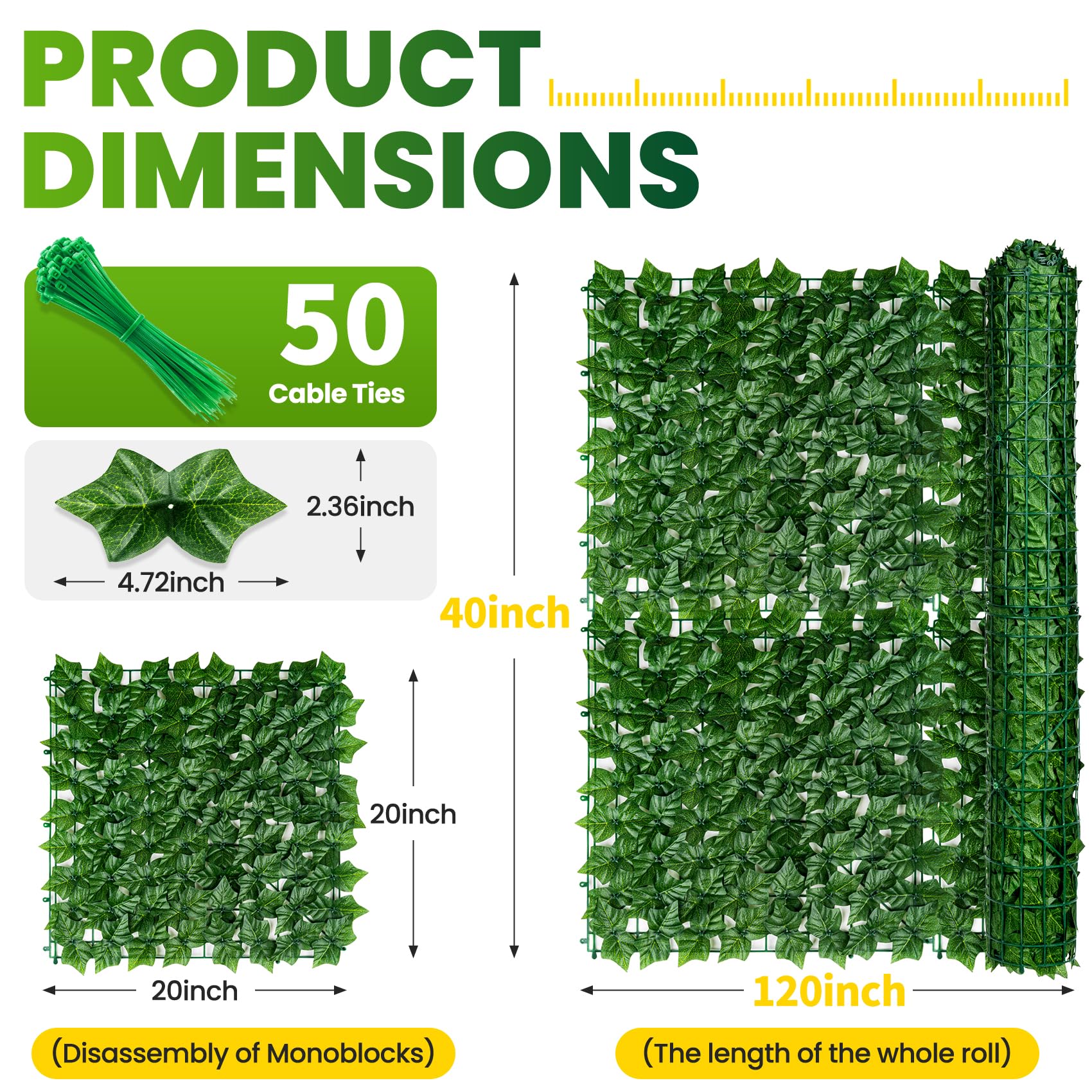 KASZOO ivy fence panel showing reinforced base for stable outdoor installation.