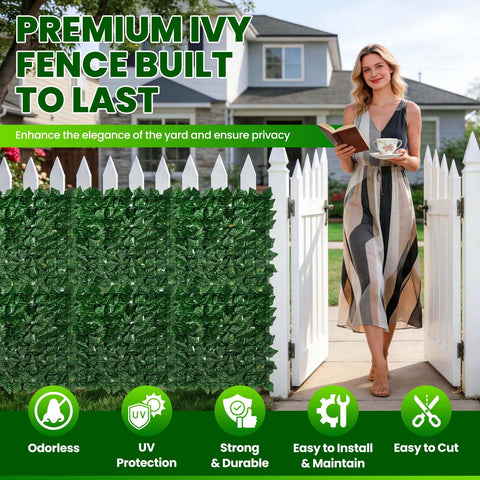 KASZOO ivy screen fits fences, balconies, decks with trimming.