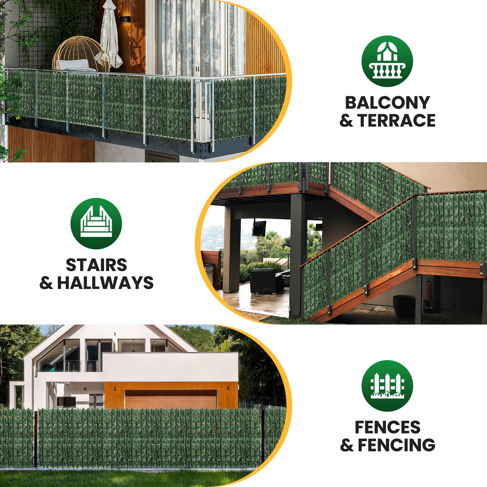 KASZOO rotatable ivy leaves allow flexible coverage of spaces.