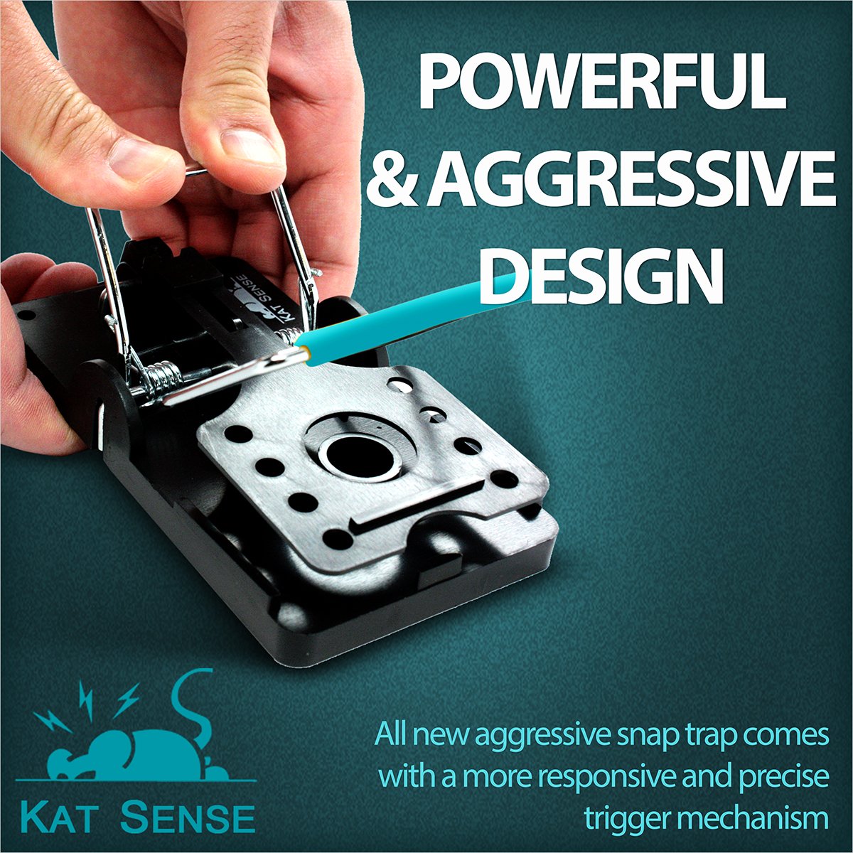 Kat Sense large rat trap 6 easy reset feature enables fast re-bait and reuse.