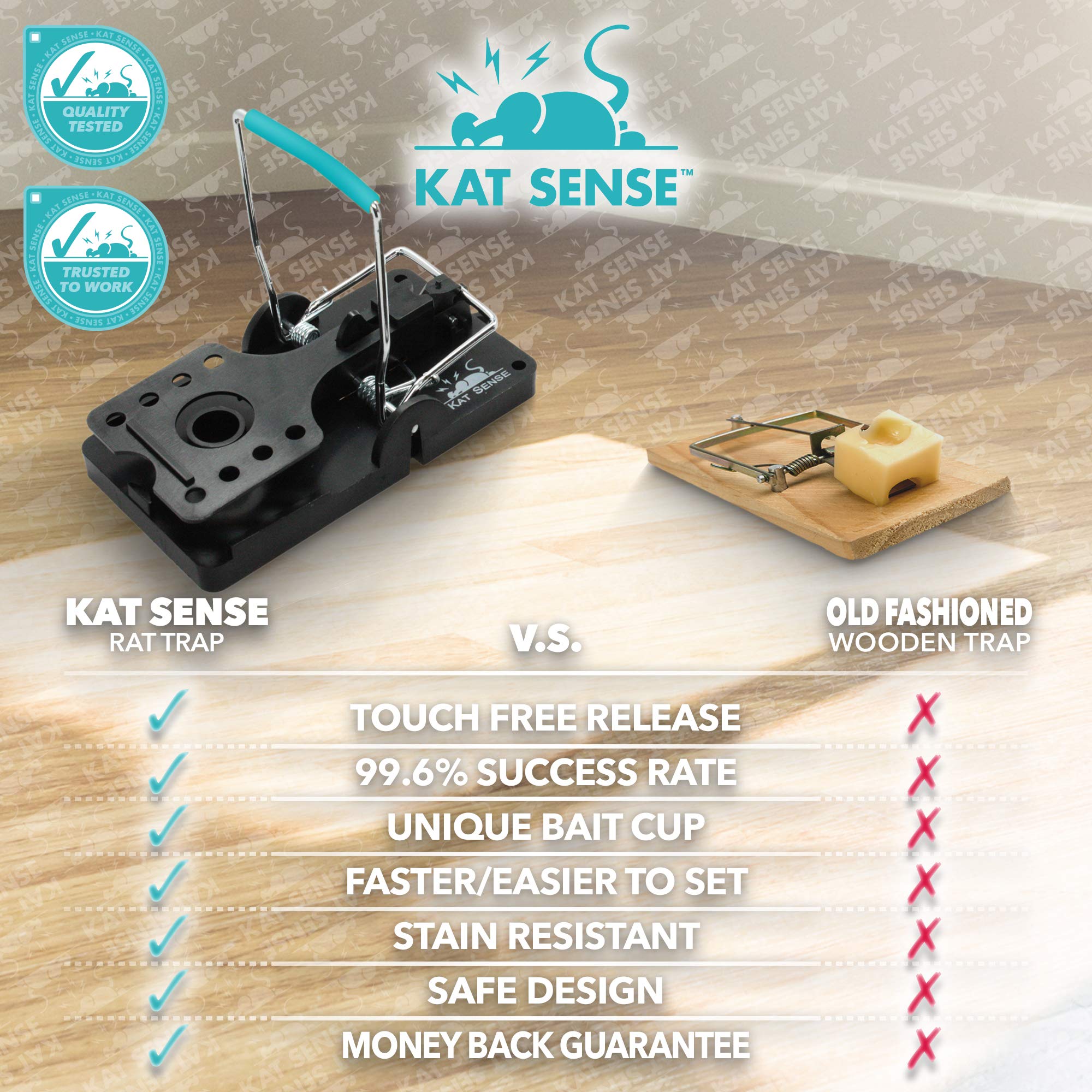 Kat Sense large rat trap 6 indoor use setup in a cabinet helps protect home spaces.