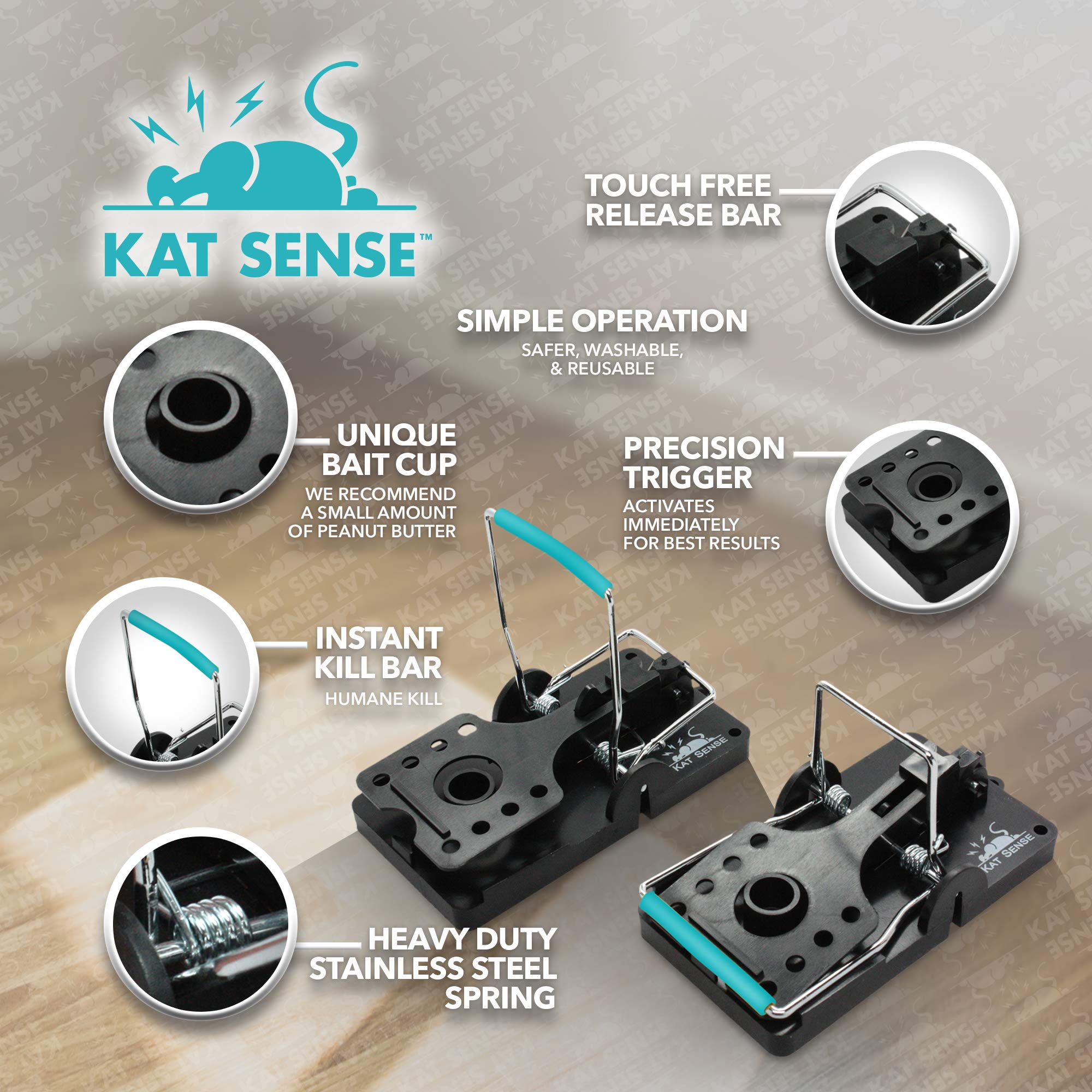 Kat Sense large rat trap 6 side view demonstrates compact reusable design for indoor and outdoor use.