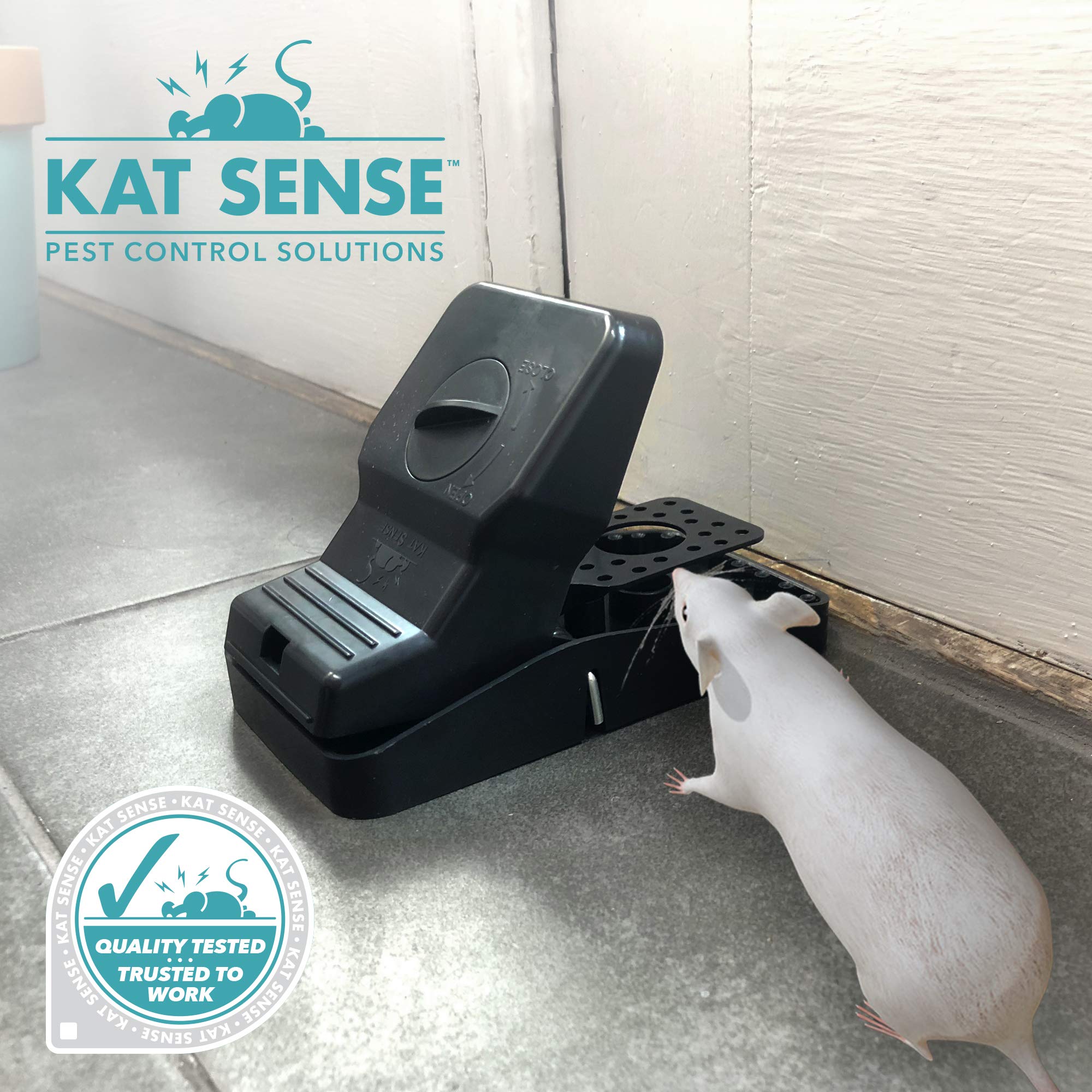 Kat Sense large rat traps set 6 easy reset after each catch for quick reuse.