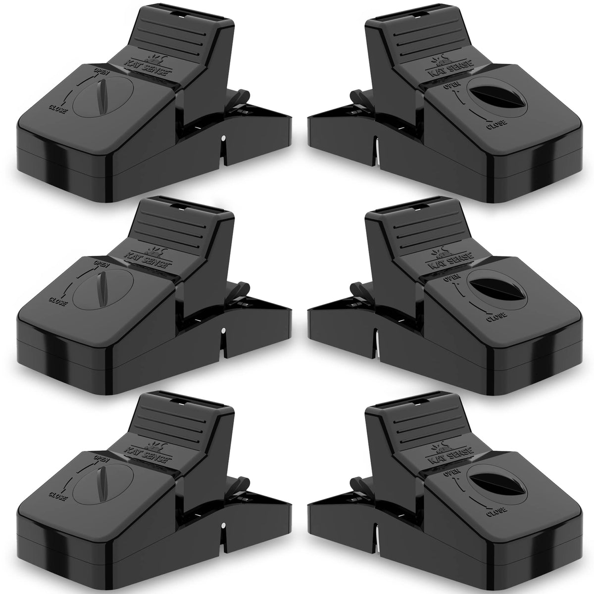 Kat Sense large rat traps set 6 pack shot shows durable, reusable traps for indoor or outdoor use.