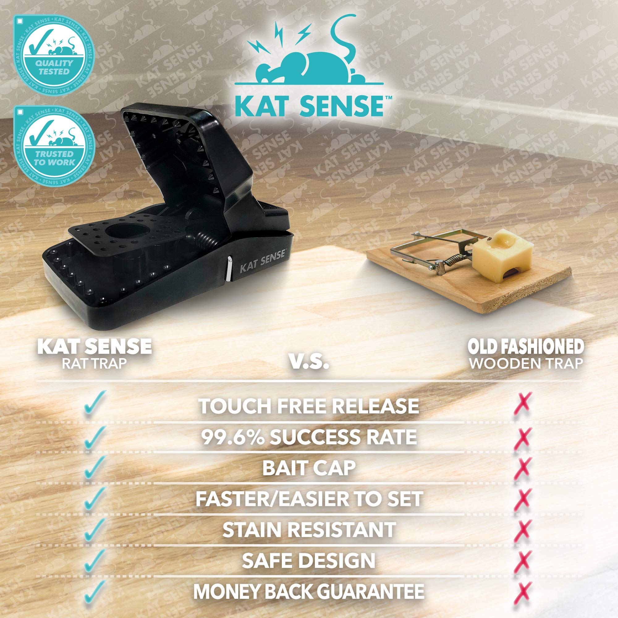 Kat Sense large reusable snap trap close-up highlighting durable design