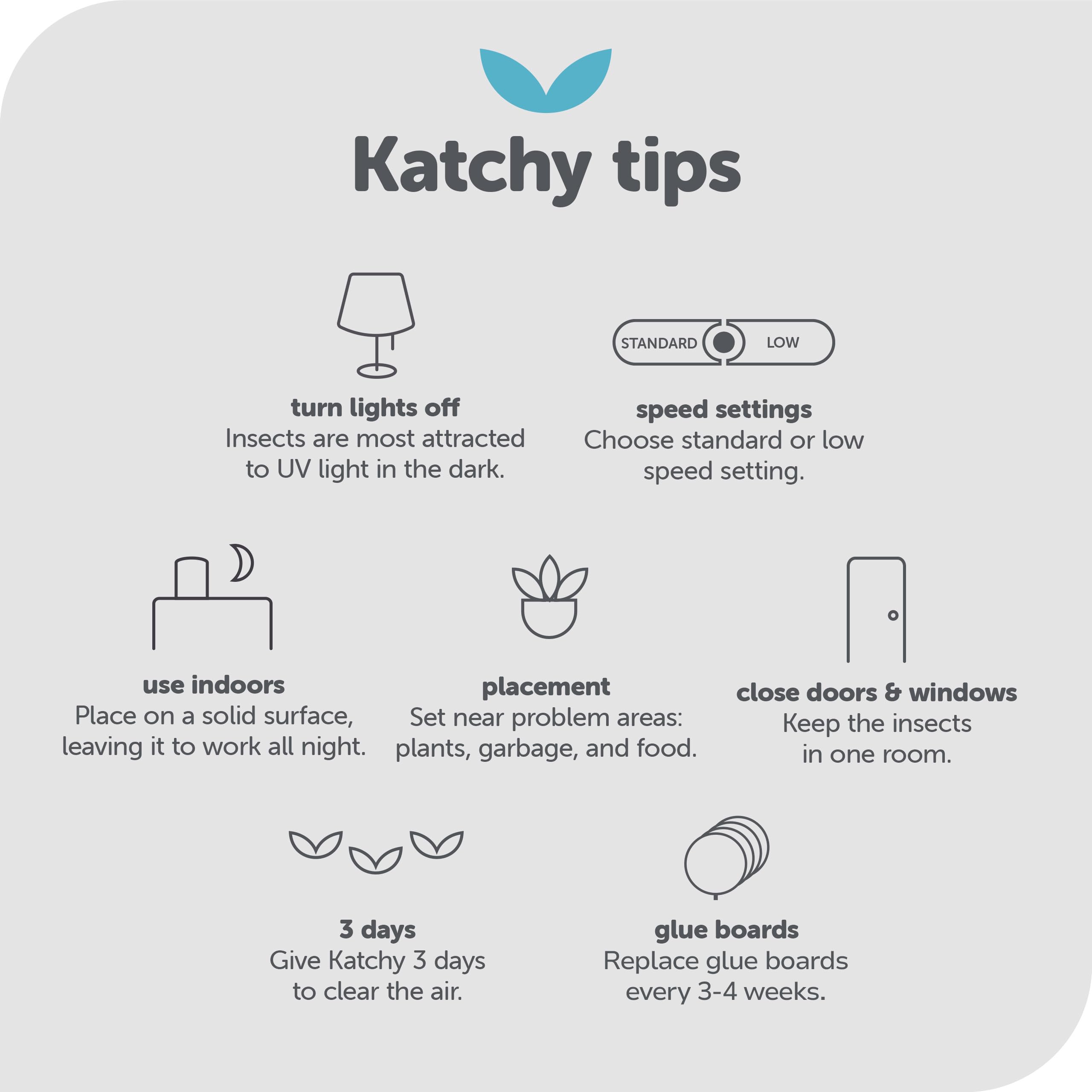 Katchy Duo EPA-registered non-zapper designed for indoor use.
