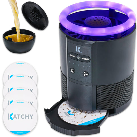 Katchy Duo ring light attracts insects from all angles for quiet indoor trapping.